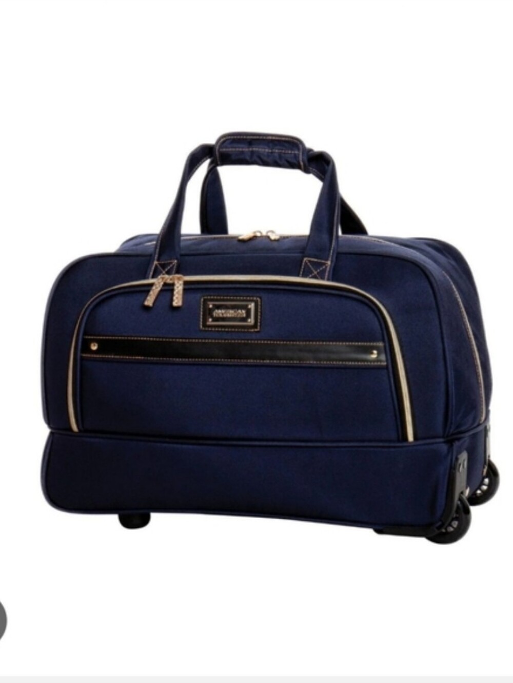 American Tourister Travel Navy Rolling Duffel Carry On Luggage Bag